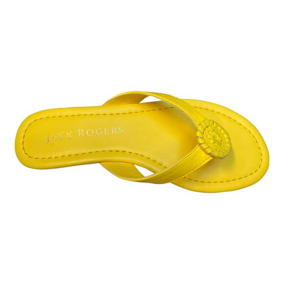 JACK ROGERS Rowan Leather Flip Flops Padded Insole Slip On Yellow 6 NIB - Picture 3 of 7